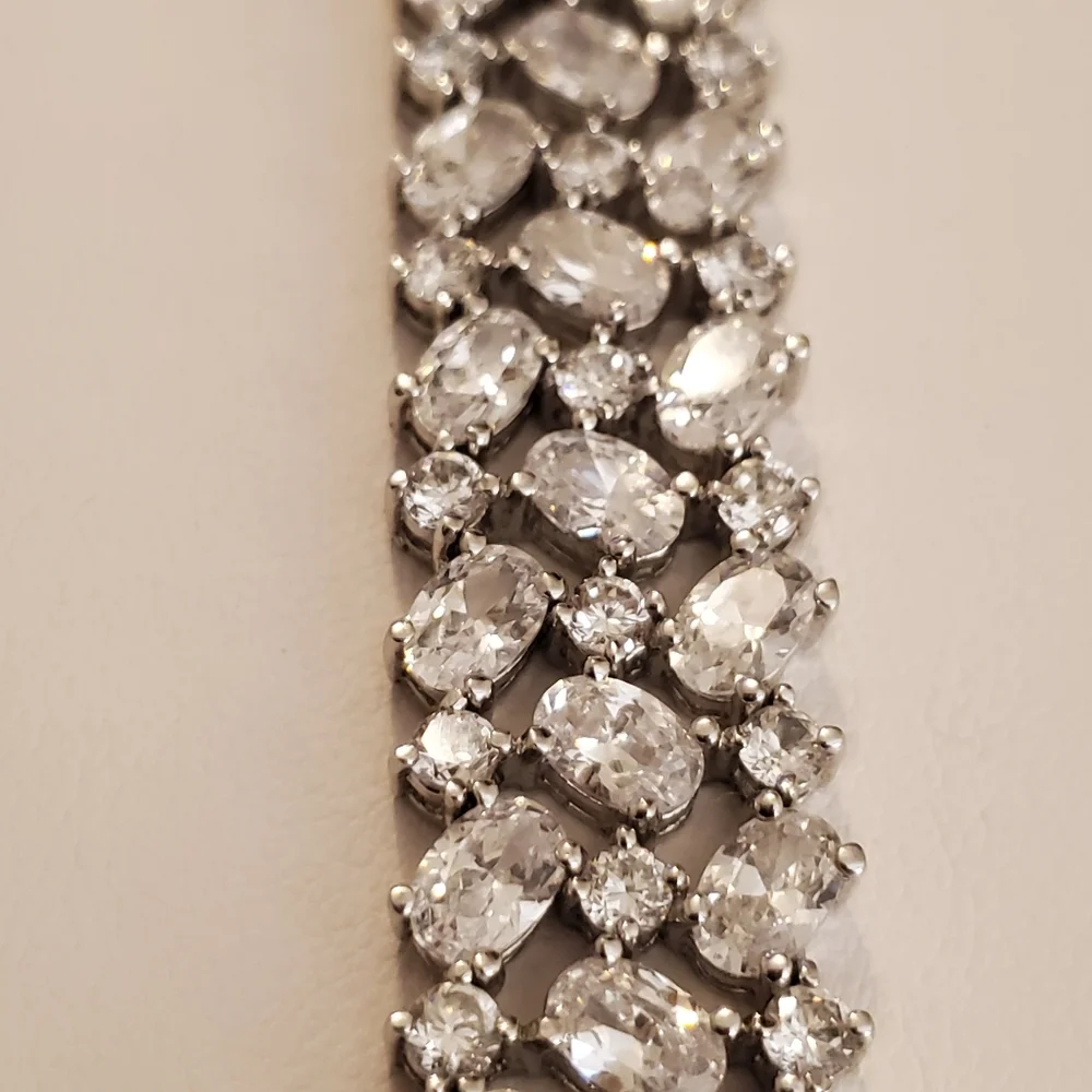 Heavy Sterling Silver Cz Bracelet